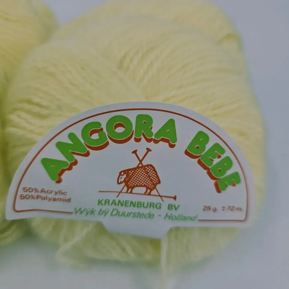 Lot 6 Vintage Kranenburg BV Angora Bebe yarn butter yellow DISCONTINUED 25g each